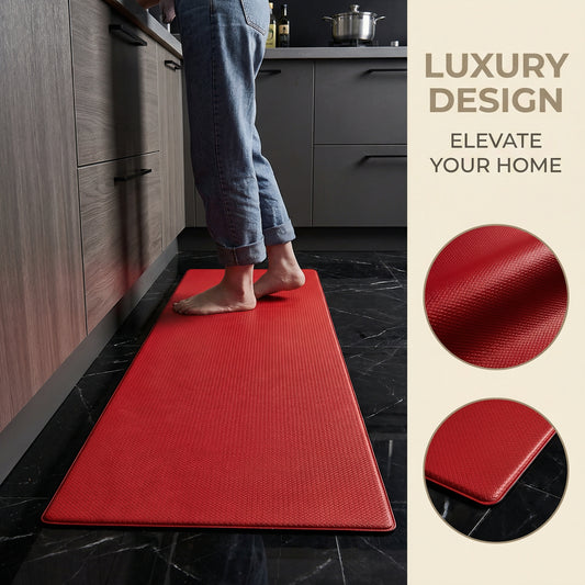 Kitchen Mats 2PCS Cushioned Anti Fatigue PVC Rugs Non-Slip Standing Sink Mat Waterproof 17"x30"+17"x47" for Kitchen Floor