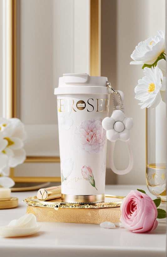 Sidagar 18oz Tumbler with Handle and Straw Stainless Steel Insulated Water Bottle with Lid Fits ,Ceramic Liner, BPA Free Portable Drinkware