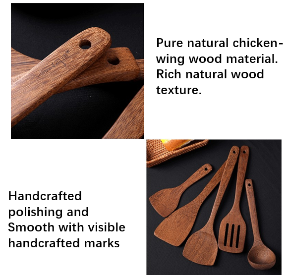Wooden Spoons Spatula for Cooking, Nonstick Kitchen Utensils Spatula Spoons, Comfort Grip Wooden Spatula