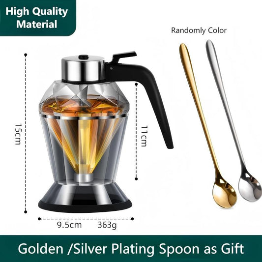 Glass Honey Holder and Syrup Dispenser - Bee Decor Honey Storage Jar