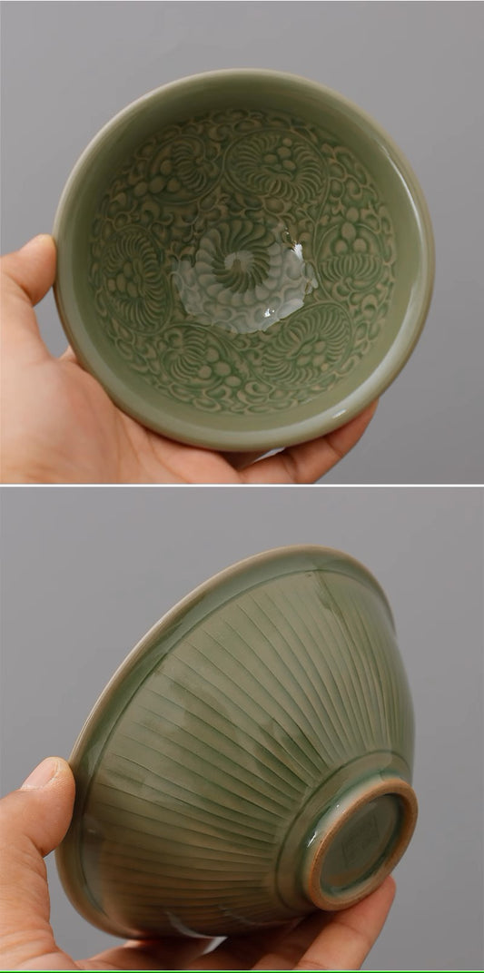 Yaozhou celadon cover bowl, chinese traditional porcelain,Yaozhou porcelain