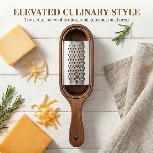 🥗 The Artisan Wood & Steel Cheese Grater - Elevate Your Culinary Ritual