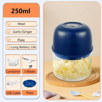 Electric Mini Garlic Chopper, Food Chopper Garlic Mincer USB, Vegetable Chopper, Onion Chopper, Portable Small Food Processor for Garlic, Ginger, Chili, Vegetables