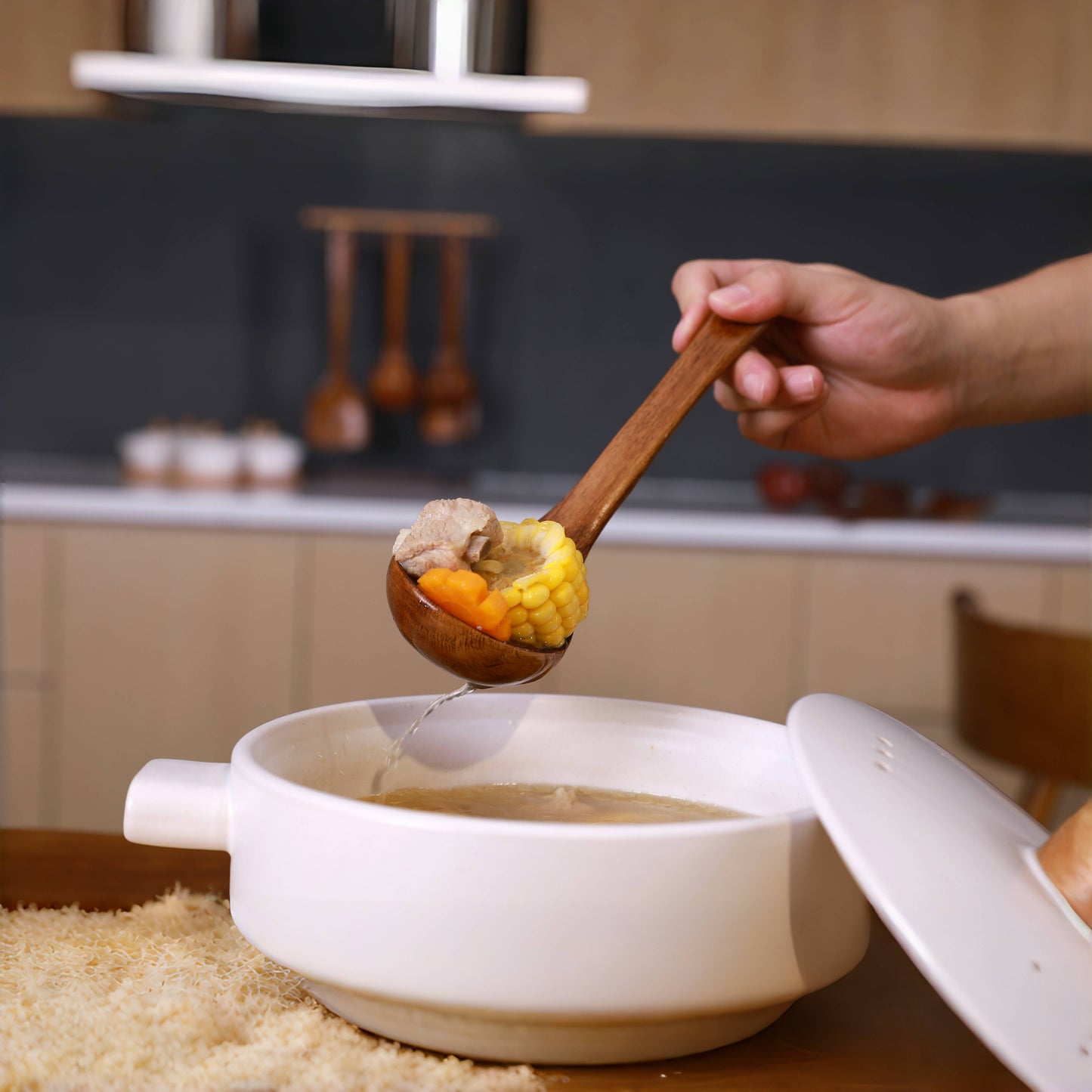 Wooden Spoons Spatula for Cooking, Nonstick Kitchen Utensils  Spatula Spoons, Comfort Grip Wooden Spatula