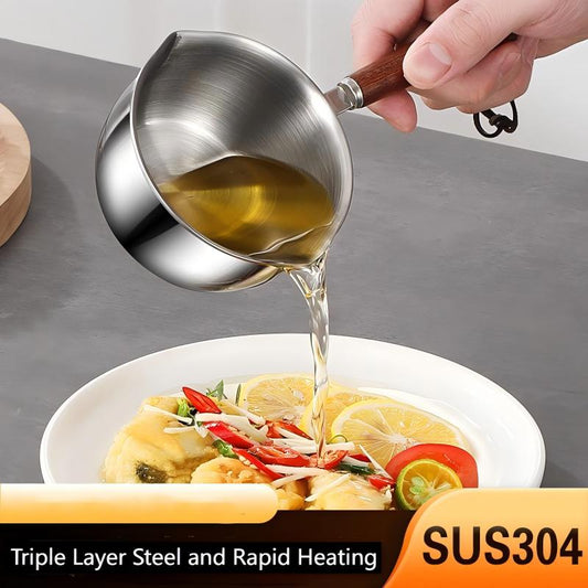 Butter Melting Pot Butter Warmer Small Saucepan Milk Warmer Stainless Steel Saucepan with Dual Pour Spouts, 0.3-Quart, Silver (300ml)