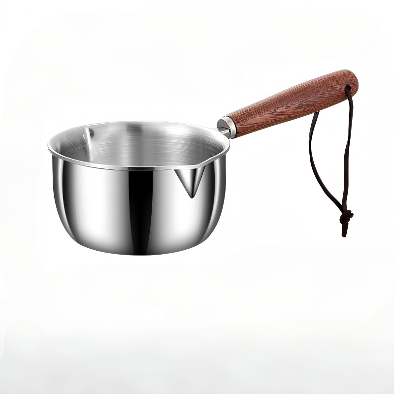 Butter Melting Pot Butter Warmer Small Saucepan Milk Warmer Stainless Steel Saucepan with Dual Pour Spouts, 0.3-Quart, Silver (300ml)