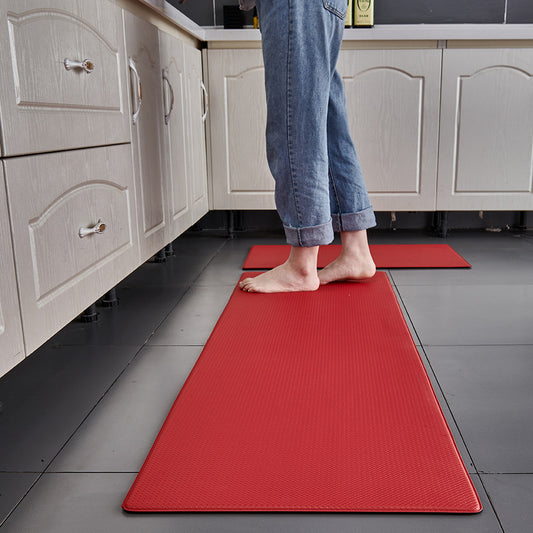 Kitchen Mats 2PCS Cushioned Anti Fatigue PVC Rugs Non-Slip Standing Sink Mat Waterproof 17"x30"+17"x47" for Kitchen Floor