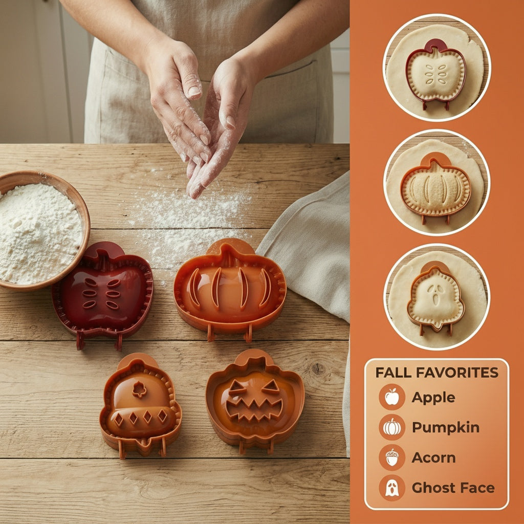 4PCS Christmas Mini Pie Molds for Baking, Party Potluck Hand Pie Molds, Pumpkin Cookie Cutters, Hand Pies Press Mold Maker for Festivals and Parties, Pies Gadgets For Ravioli,Pierogi,Calzone,Empanada