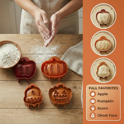 4PCS Christmas Mini Pie Molds for Baking, Party Potluck Hand Pie Molds, Pumpkin Cookie Cutters, Hand Pies Press Mold Maker for Festivals and Parties, Pies Gadgets For Ravioli,Pierogi,Calzone,Empanada