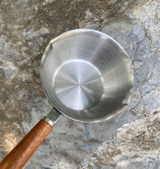 Butter Melting Pot Butter Warmer Small Saucepan Milk Warmer Stainless Steel Saucepan with Dual Pour Spouts, 0.3-Quart, Silver (300ml)