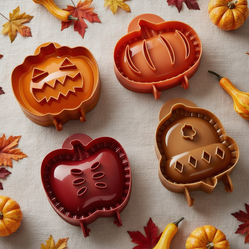 4PCS Christmas Mini Pie Molds for Baking, Party Potluck Hand Pie Molds, Pumpkin Cookie Cutters, Hand Pies Press Mold Maker for Festivals and Parties, Pies Gadgets For Ravioli,Pierogi,Calzone,Empanada