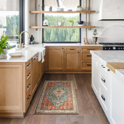 24 * 35in Washable Small Rugs for Entryway Doormat Indoor Entrance, Throw Rugs with Rubber Backing Washable, Bohemian Soft Non-Slip Bathroom Carpet for Bath Front Door Kitchen Floor