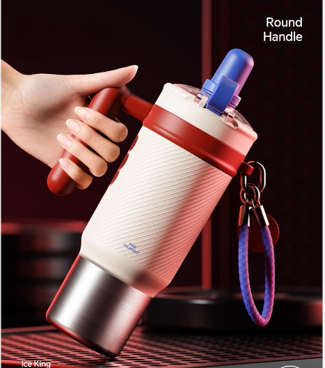 Sidagar 32 oz Tumbler with Handle and Straw, Stainless Steel Insulated Water Bottle with Lid, Fits in Cup Holder, Leak Resistant, BPA Free