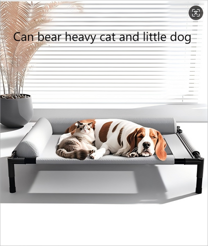 Elevated cat Bed, Large Raised Dog Cat Cot with Removable Washable Bolsters, Breathable Mesh Cover, Strong Load-Bearing Frame