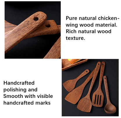 Wooden Spoons Spatula for Cooking, Nonstick Kitchen Utensils  Spatula Spoons, Comfort Grip Wooden Spatula