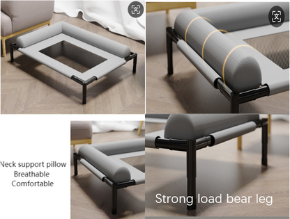 Elevated cat Bed, Large Raised Dog Cat Cot with Removable Washable Bolsters, Breathable Mesh Cover, Strong Load-Bearing Frame