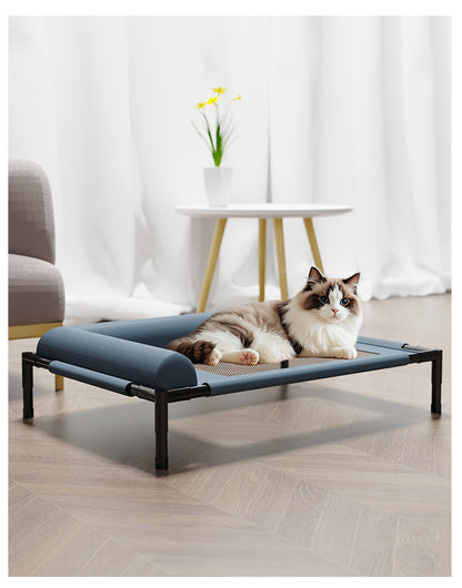 Elevated cat Bed, Large Raised Dog Cat Cot with Removable Washable Bolsters, Breathable Mesh Cover, Strong Load-Bearing Frame
