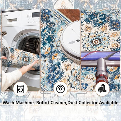 Velvet Kitchen Mats 2PCS Cushioned Non-Slip Mat Waterproof 17"x30"+17"x47" 0.4in Thickness