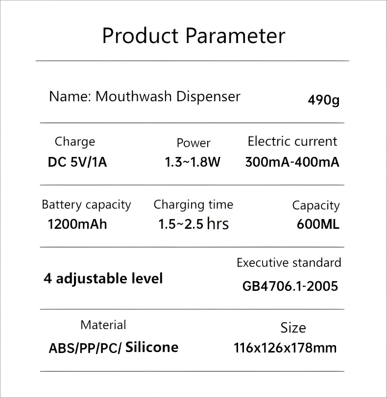 Automatic Mouthwash Dispenser for Bathroom: 20.3Oz Mouth Wash Dispensers with Magnetic Cup Holder, 4 Levels, Wall Mounted, Electric Auto Mouthwash Dispenser for Kids Adults, Bathroom Accessories