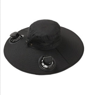 Wide Brim Solar Fan Hats for Men Women - UPF 50+ Hat with Solar Fans Built in- Solar panel & USB Charging Fan