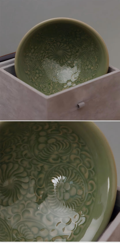 Yaozhou celadon cover bowl, chinese traditional porcelain,Yaozhou porcelain