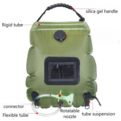 Portable Shower Bag, 5 Gal/20L Solar Heating Camping Shower Bag with Removable Hose&On-Off Switchable Shower Head, Compact Camping Shower for Camping, Hiking, Traveling, Beach Swimming