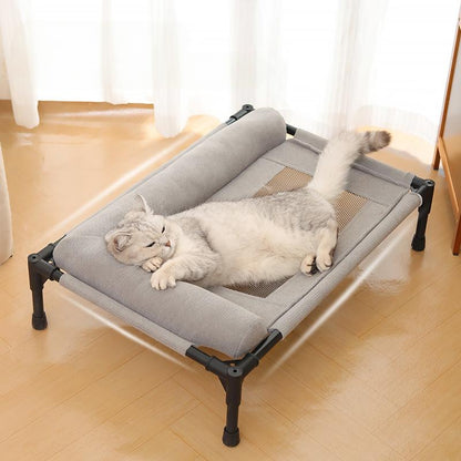Elevated cat Bed, Large Raised Dog Cat Cot with Removable Washable Bolsters, Breathable Mesh Cover, Strong Load-Bearing Frame
