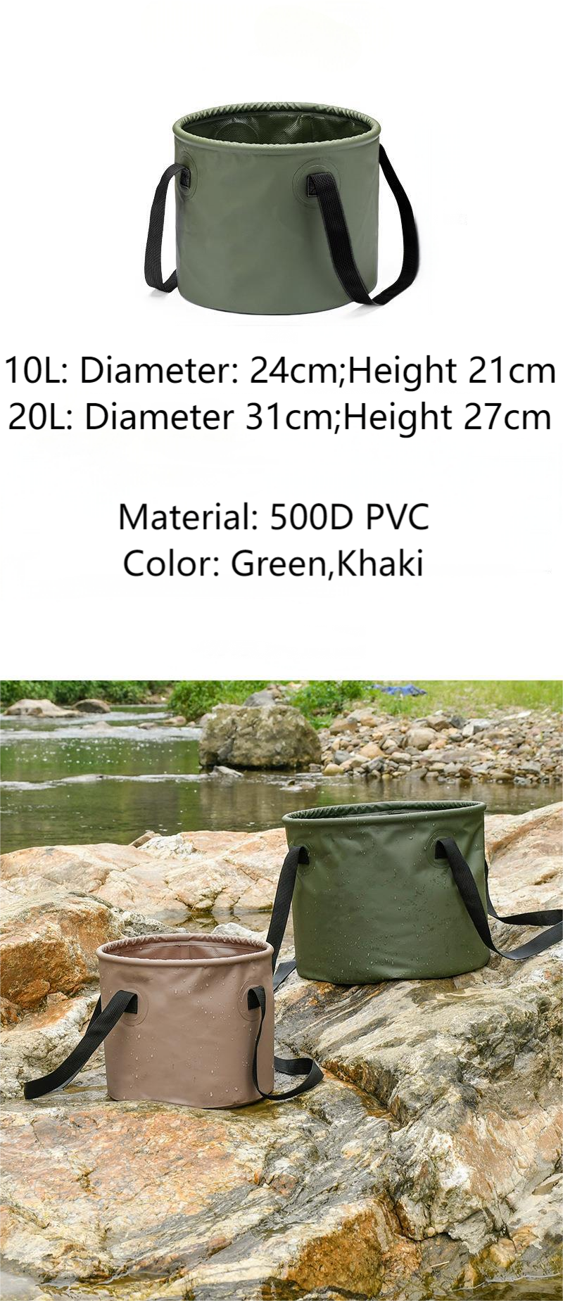 Multifunctional Collapsible Water Basin, Folding Tub, Portable Bin, Lightweight Foldable Bucket with Handles for Camping, Dish Washing, Laundry, Fishing, Hiking