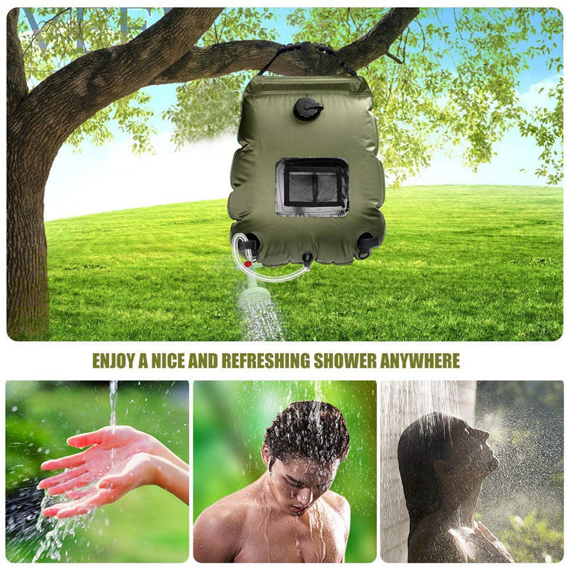 Portable Shower Bag, 5 Gal/20L Solar Heating Camping Shower Bag with Removable Hose&On-Off Switchable Shower Head, Compact Camping Shower for Camping, Hiking, Traveling, Beach Swimming