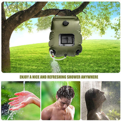 Portable Shower Bag, 5 Gal/20L Solar Heating Camping Shower Bag with Removable Hose&On-Off Switchable Shower Head, Compact Camping Shower for Camping, Hiking, Traveling, Beach Swimming