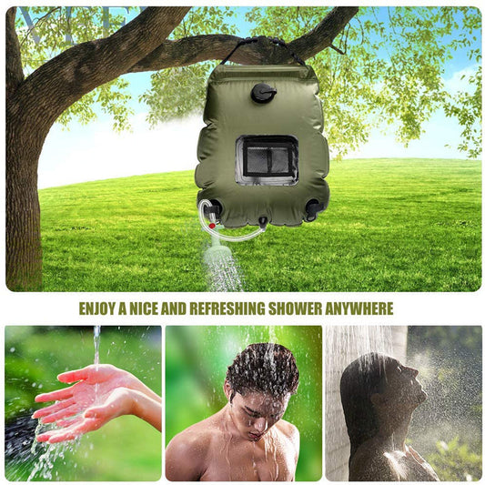 Portable Shower Bag, 5 Gal/20L Solar Heating Camping Shower Bag with Removable Hose&On-Off Switchable Shower Head, Compact Camping Shower for Camping, Hiking, Traveling, Beach Swimming