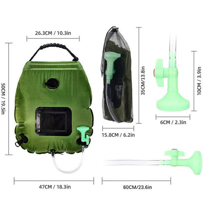 Portable Shower Bag, 5 Gal/20L Solar Heating Camping Shower Bag with Removable Hose&On-Off Switchable Shower Head, Compact Camping Shower for Camping, Hiking, Traveling, Beach Swimming