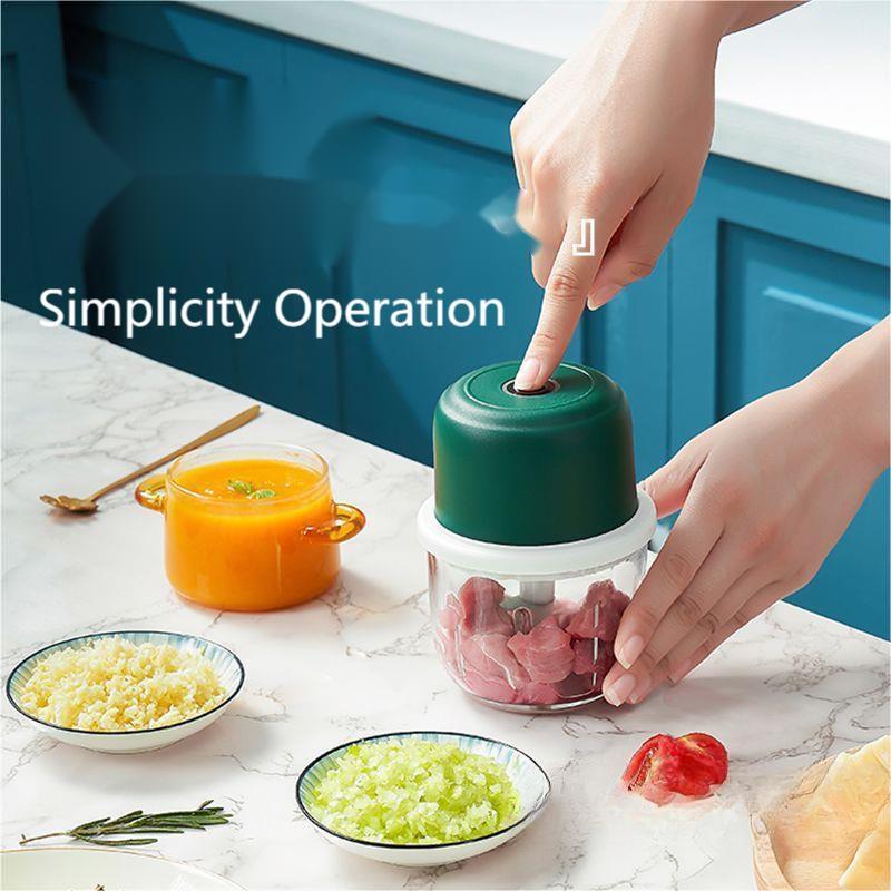 Electric Mini Garlic Chopper, Food Chopper Garlic Mincer USB, Vegetable Chopper, Onion Chopper, Portable Small Food Processor for Garlic, Ginger, Chili, Vegetables