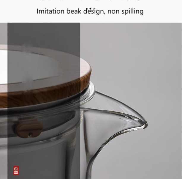 Glass Tea Infuser Pot with Wooden Handle, Enchanted Teapot with Strainer